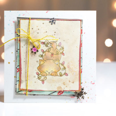 Christmas Lights Kitty card by Taheerah Atchia
