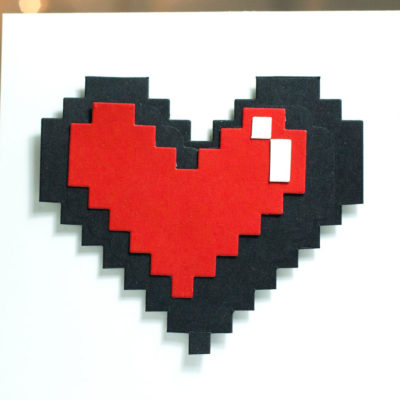 Geeky Pixellated Heart card by Taheerah Atchia