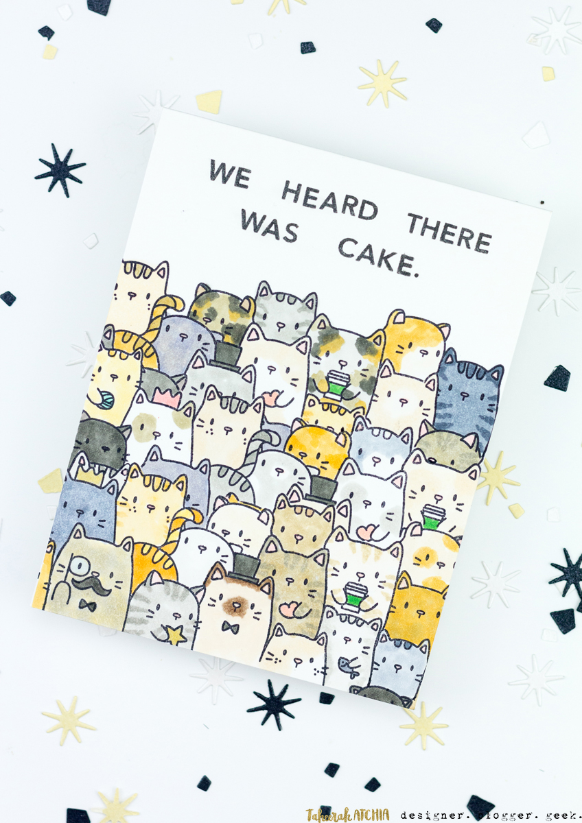 We Heard There Was Cake Kitty Birthday Card by Taheerah Atchia