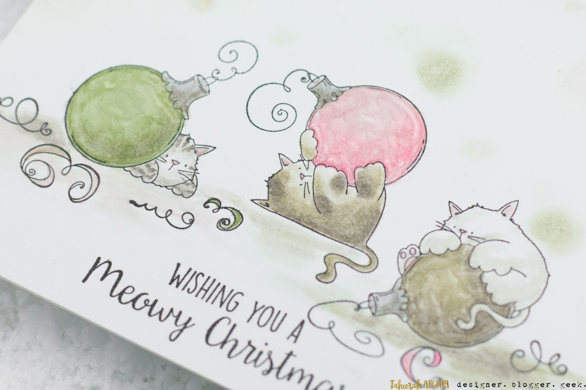 Meowy Christmas Cat Bauble Card by Taheerah Atchia