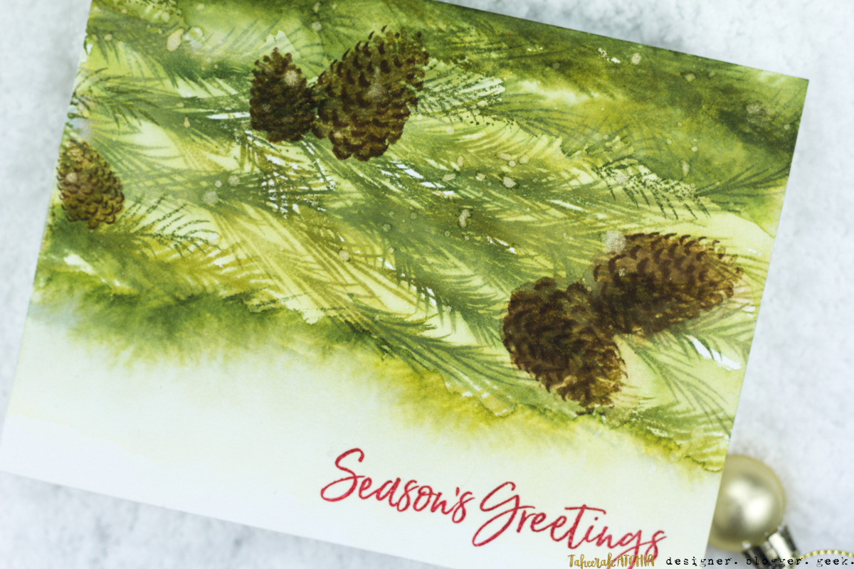 Pine Cones Season's Greetings Christmas Card by Taheerah Atchia