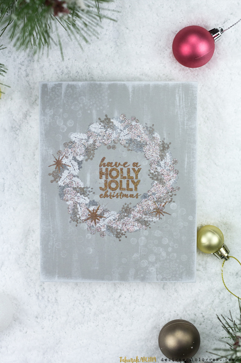 Holly Jolly Christmas Wreath Card by Taheerah Atchia