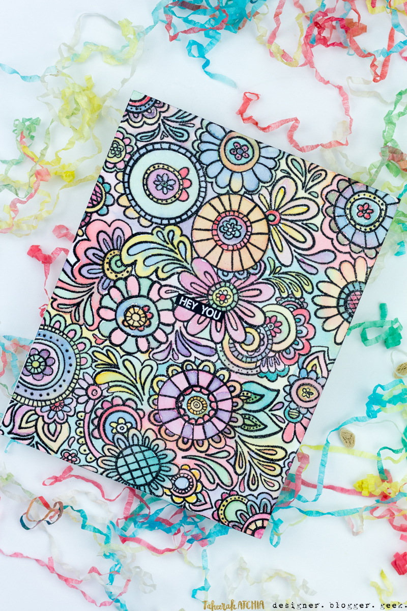 Hey You Doodle Flowers Card by Taheerah Atchia